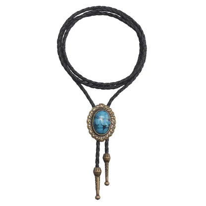 Retro Oval Pendant Bolo Tie - Image 5