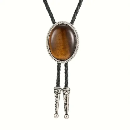 Simple Oval Pendant Bolo Tie - Image 5