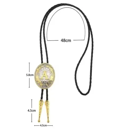 Initial Letter Oval Bolo Tie - Image 7