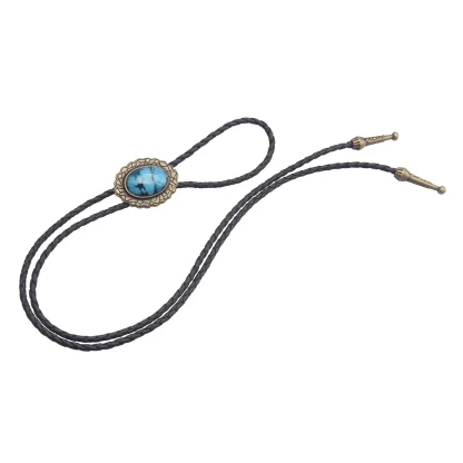 Retro Oval Pendant Bolo Tie - Image 3