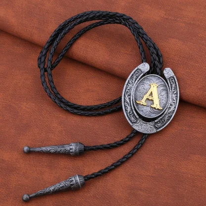 Initial Letter Pendant Bolo Tie - Image 2