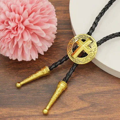 Circular Cross Pendant Bolo Tie - Image 5