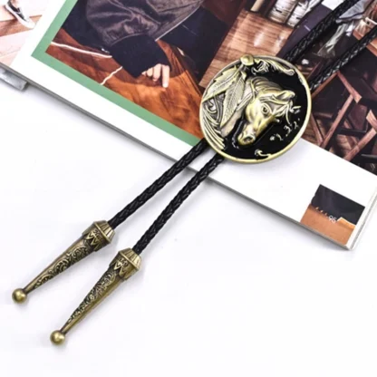 Horse Round Pendant Bolo Tie - Image 4