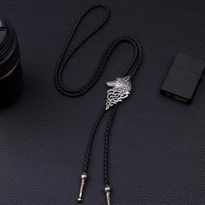 Wolf Head Pendant Bolo Tie - Image 3