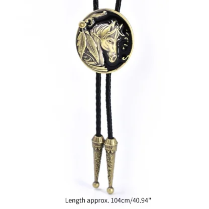 Horse Round Pendant Bolo Tie - Image 7