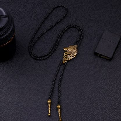 Wolf Head Pendant Bolo Tie - Image 2