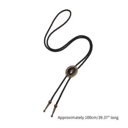 Formal Oval Black Bolo Tie - Image 10
