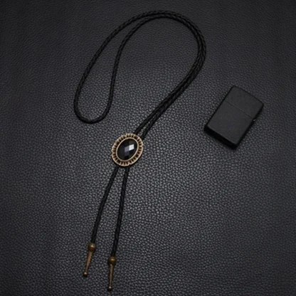 Formal Oval Black Bolo Tie - Image 6
