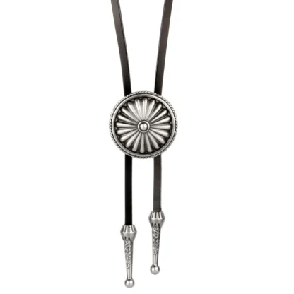 Round Embossed Floral Bolo Tie