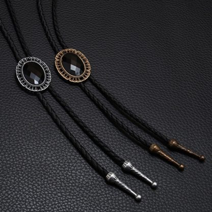 Adjustable Black Formal Bolo Tie - Image 5