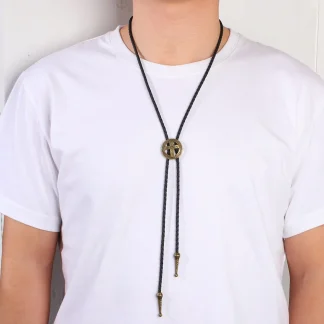Retro Round Cross Bolo Tie