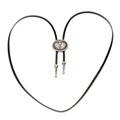 Round Embossed Floral Bolo Tie - Image 7