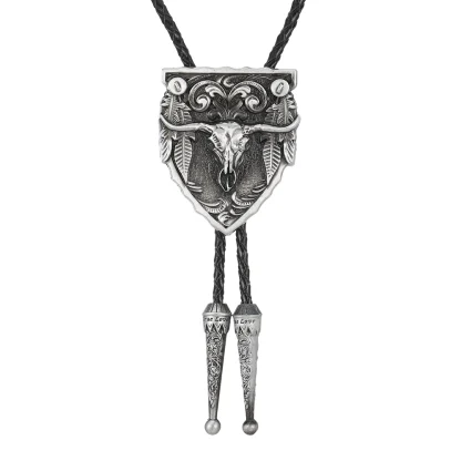 Western Cowboy Embossed Bolo Tie - Image 4