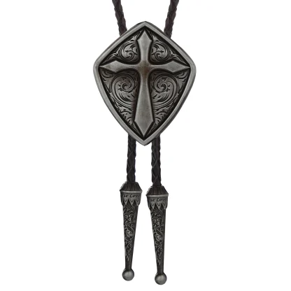 Embossed Cross Bolo Tie - Image 3