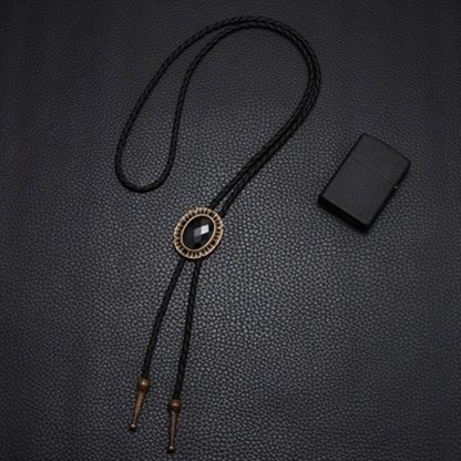 Adjustable Black Formal Bolo Tie - Image 3