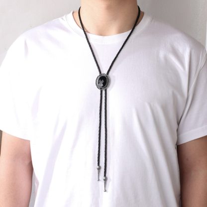 Formal Oval Black Bolo Tie - Image 3