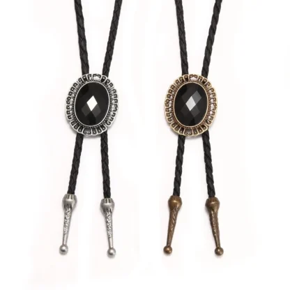Adjustable Black Formal Bolo Tie - Image 9