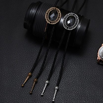 Formal Oval Black Bolo Tie - Image 8