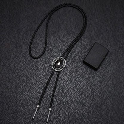 Adjustable Black Formal Bolo Tie - Image 2