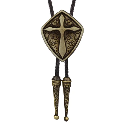 Embossed Cross Bolo Tie - Image 2