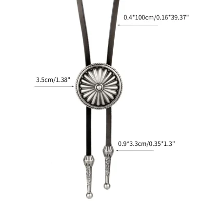 Round Embossed Floral Bolo Tie - Image 8